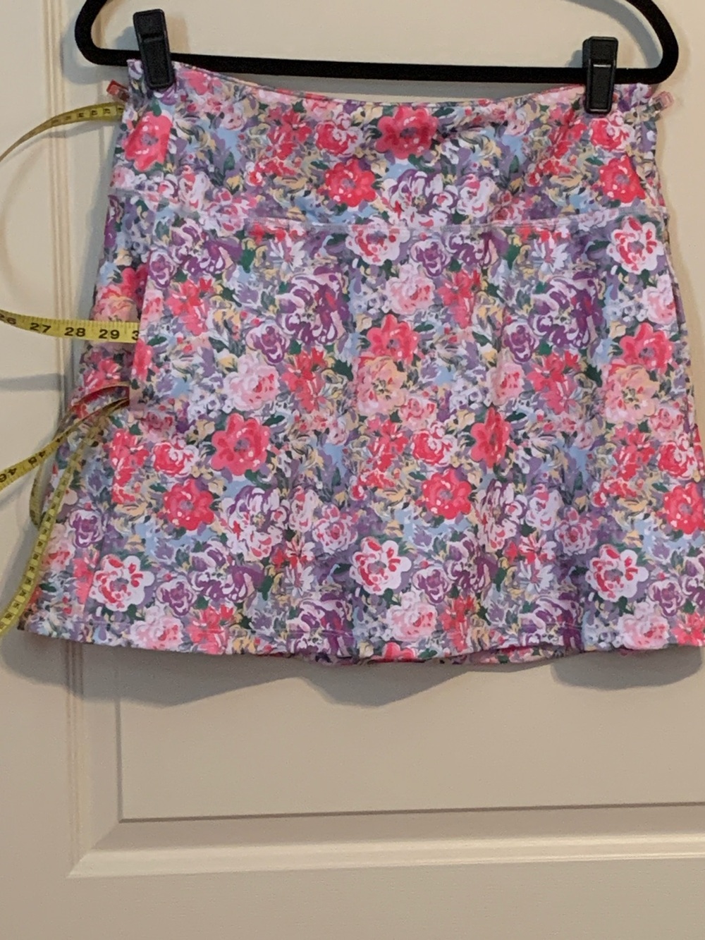 Floral Print Mini Athletic Skort - Pink & Purple